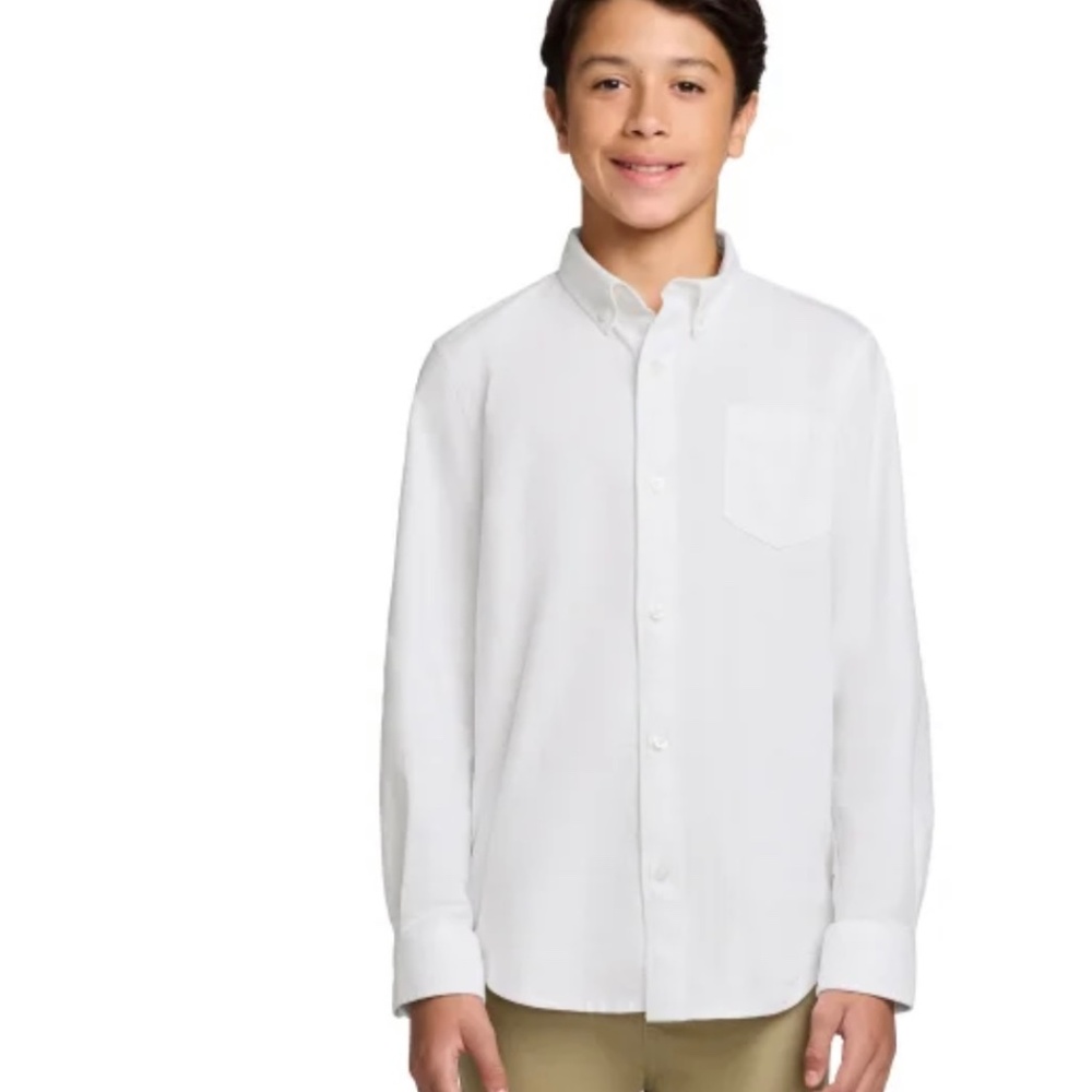 Gap Youth Long Sleeve Uniform Oxford Shirt Boys 10-12 White Cotton NWT QuickShip